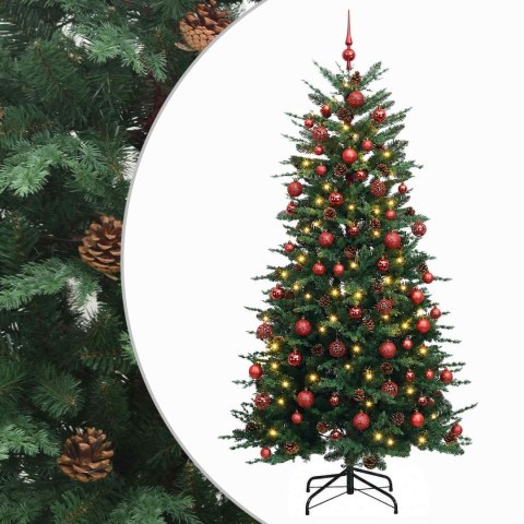 VidaXL Sztuczna choinka z bombkami 210 cm 300 LED Ciepła biel PE i PVC