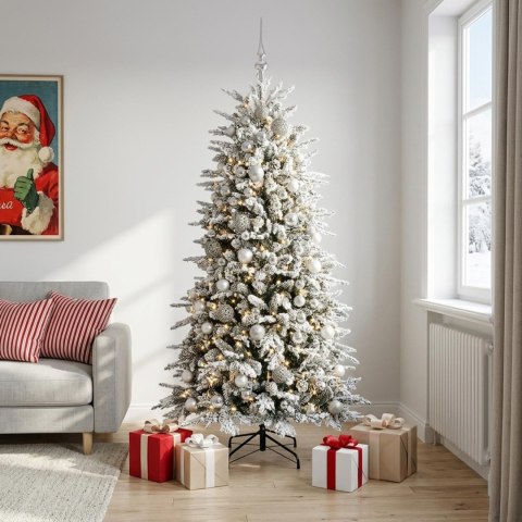 VidaXL Sztuczna choinka z bombkami 210 cm 300 LED Ciepła biel PE i PVC
