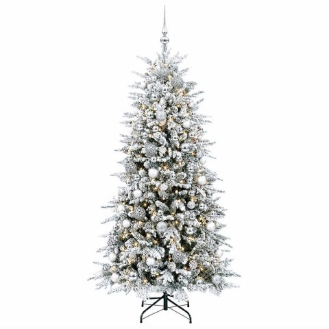 VidaXL Sztuczna choinka z bombkami 210 cm 300 LED Ciepła biel PE i PVC
