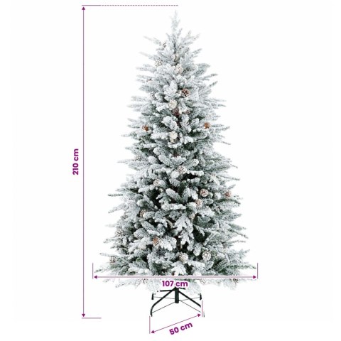 VidaXL Sztuczna choinka z bombkami 210 cm 300 LED Ciepła biel PE i PVC