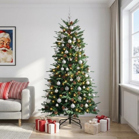 VidaXL Sztuczna choinka z bombkami 210 cm 300 LED Ciepła biel PE i PVC