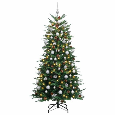 VidaXL Sztuczna choinka z bombkami 210 cm 300 LED Ciepła biel PE i PVC