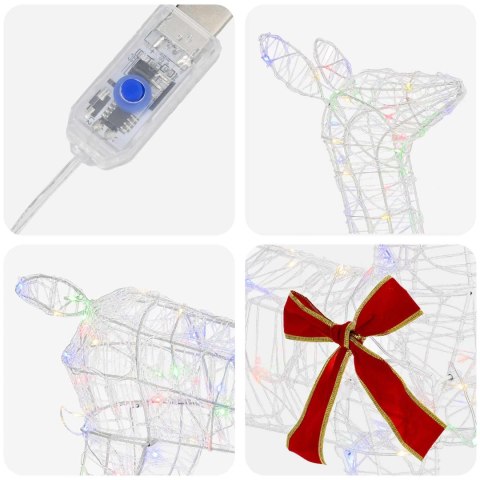 VidaXL 3D Renifer Bożonarodzeniowy LOVIISA 110 LED Wielokolorowy