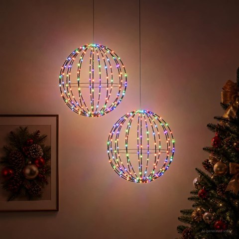 VidaXL Świąteczny szpic na lampkę 2 szt. 240 LED Wielokolorowy