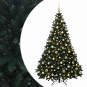 VidaXL Sztuczna choinka ciemnozielona z bombkami 180 cm 300 LED