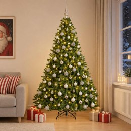 VidaXL Sztuczna choinka jasnozielona z bombkami 210 cm 300 LED