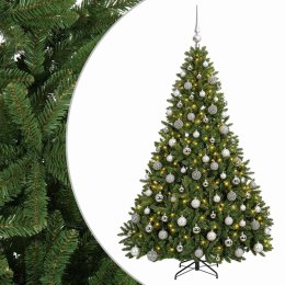 VidaXL Sztuczna choinka jasnozielona z bombkami 210 cm 300 LED