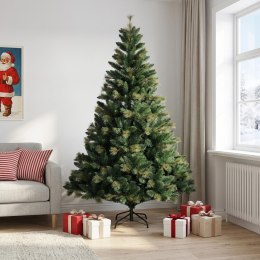 VidaXL Sztuczna choinka z zawiasami 210 cm PVC i Metal zielony
