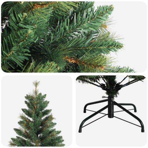 VidaXL Sztuczna choinka z zawiasami 210 cm PVC i Metal zielony
