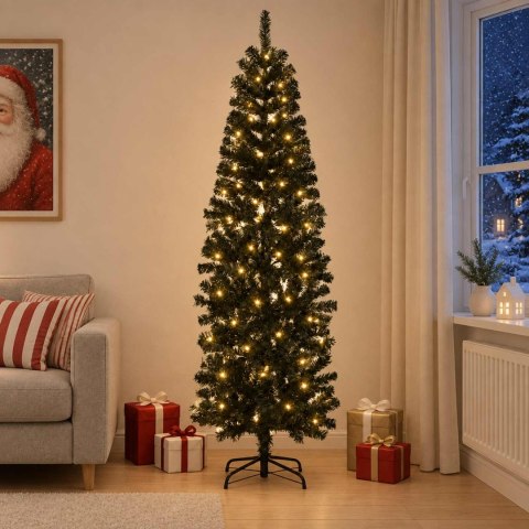 VidaXL Sztuczne smukłe drzewo bożonarodzeniowe 240 cm 300 LED