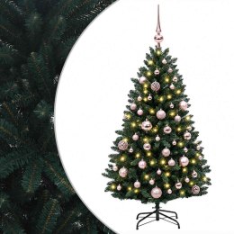 VidaXL Sztuczna choinka, ciemnozielona, z bombkami 120 cm 150 LED