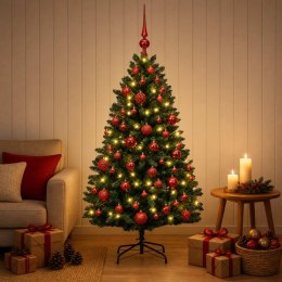 VidaXL Sztuczna choinka ciemnozielona z bombkami 150 cm 150 LED