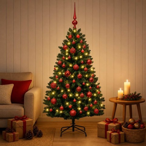 VidaXL Sztuczna choinka ciemnozielona z bombkami 150 cm 150 LED