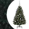 VidaXL Sztuczna choinka, ciemnozielona, z bombkami 150 cm 150 LED
