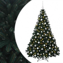 VidaXL Sztuczna choinka, ciemnozielona, z bombkami 180 cm 300 LED