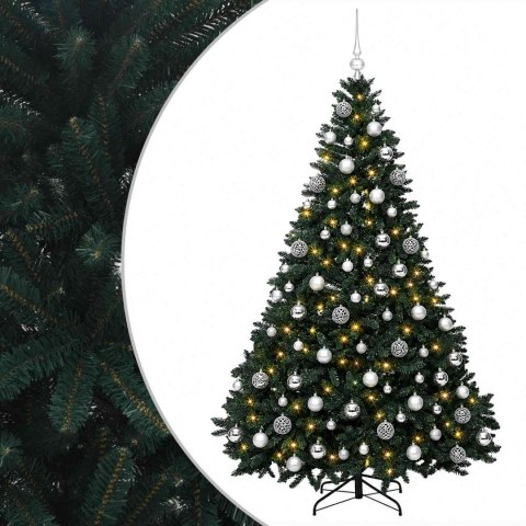 VidaXL Sztuczna choinka, ciemnozielona, z bombkami 180 cm 300 LED