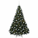 VidaXL Sztuczna choinka, ciemnozielona, z bombkami 180 cm 300 LED