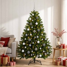 VidaXL Sztuczna choinka, jasnozielona, z bombkami 180 cm 300 LED