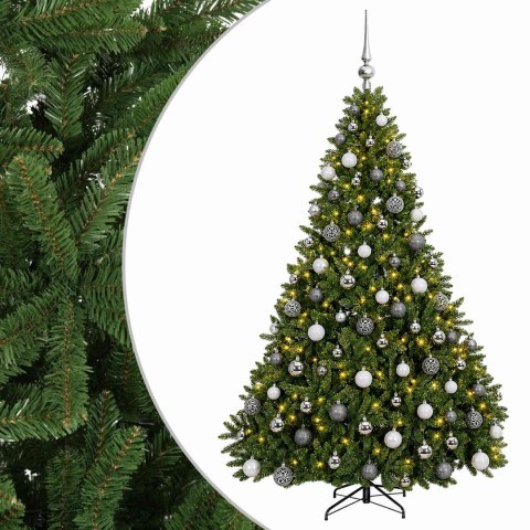 VidaXL Sztuczna choinka, jasnozielona, z bombkami 180 cm 300 LED
