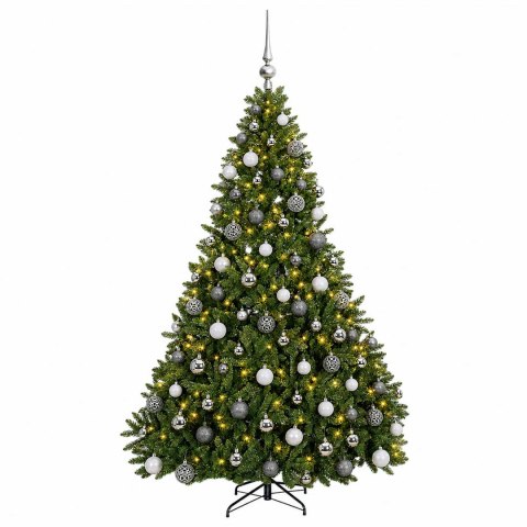 VidaXL Sztuczna choinka, jasnozielona, z bombkami 180 cm 300 LED
