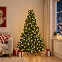 VidaXL Sztuczna choinka, jasnozielona, z bombkami 210 cm 300 LED
