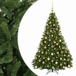 VidaXL Sztuczna choinka, jasnozielona, z bombkami 210 cm 300 LED