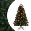VidaXL Sztuczna choinka, średniozielona, z bombkami 120 cm 150 LED