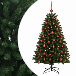 VidaXL Sztuczna choinka, średniozielona, z bombkami 120 cm 150 LED
