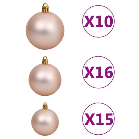 VidaXL Sztuczna choinka z lampkami i bombkami, 240 cm, zielona