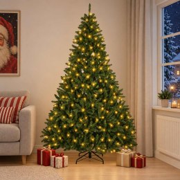 VidaXL Sztuczna choinka z zawiasami 210 cm 300 LED Ciepła biel