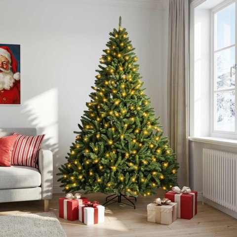 VidaXL Sztuczna choinka z zawiasami 210 cm 300 LED Ciepła biel