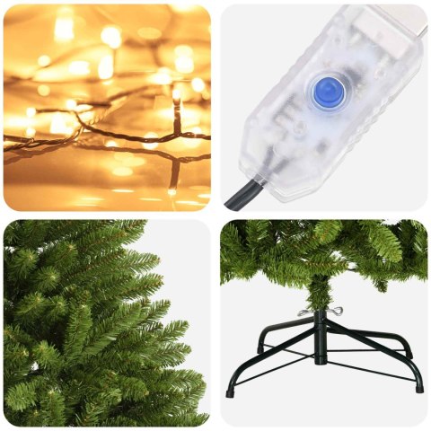 VidaXL Sztuczna choinka z zawiasami 210 cm 300 LED Ciepła biel