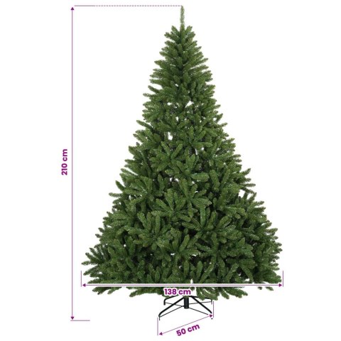 VidaXL Sztuczna choinka z zawiasami 210 cm 300 LED Ciepła biel