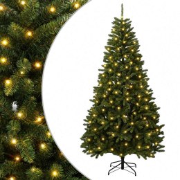 VidaXL Sztuczna choinka z zawiasami 210 cm 400 LED Ciepła biel PVC