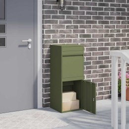 VidaXL Skrzynka na przesyłki oliwkowa zieleń 41 x 38 x 103 cm Stal