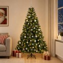 VidaXL Sztuczna choinka z bombkami 210 cm 300 LED Ciepła biel