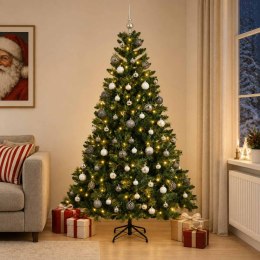 VidaXL Sztuczna choinka z bombkami 210 cm 300 LED Ciepła biel