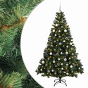 VidaXL Sztuczna choinka z bombkami 210 cm 300 LED Ciepła biel