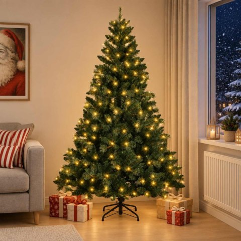 VidaXL Sztuczna choinka z zawiasami 210 cm 300 LED Ciepła biel