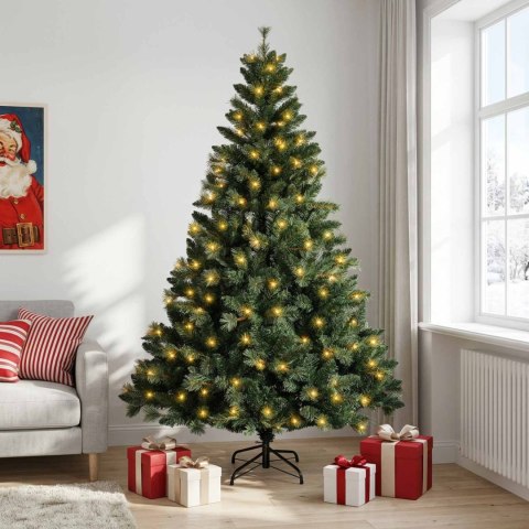 VidaXL Sztuczna choinka z zawiasami 210 cm 300 LED Ciepła biel