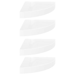 NAROŻNE PÓŁKI ŚCIENNE 4SZT POŁYSK BIAŁE 25X25X38CM