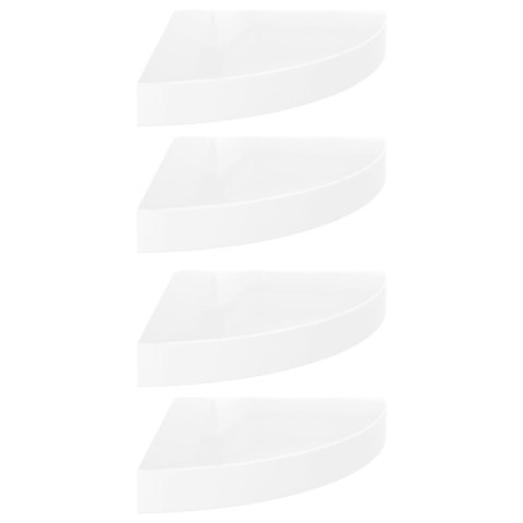 NAROŻNE PÓŁKI ŚCIENNE 4SZT POŁYSK BIAŁE 25X25X38CM