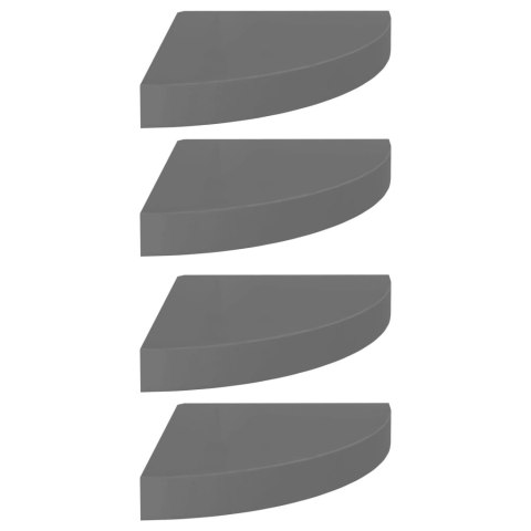 NAROŻNE PÓŁKI ŚCIENNE 4SZT POŁYSK SZARE 25X25X38CM