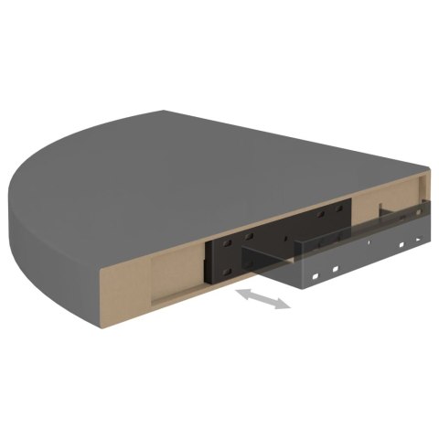 NAROŻNE PÓŁKI ŚCIENNE 2SZT POŁYSK SZARE 35X35X38CM