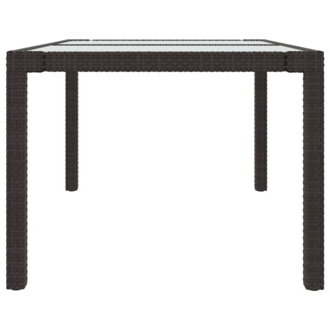 STÓŁ OGRODOWY 150X90X75CM SZKŁO I RATTAN PE BRĄZOWY