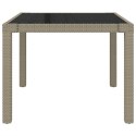STÓŁ OGRODOWY 90X90X75CM SZKŁO I RATTAN PE BEŻOWY