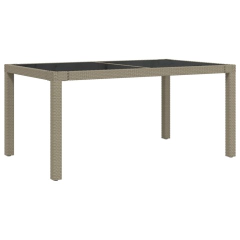 STÓŁ OGRODOWY 150X90X75CM SZKŁO I RATTAN PE BEŻOWY