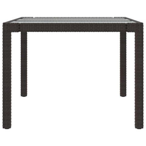 STÓŁ OGRODOWY BRĄZOWY 190X90X75CM SZKŁO I RATTAN PE