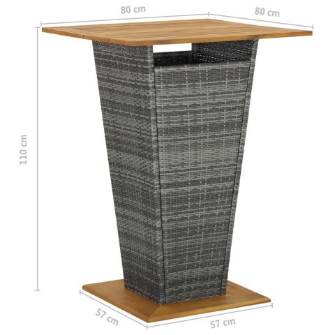 3-CZ. ZESTAW MEBLI BAROWYCH Z PODUSZKAMI RATTAN SZARY