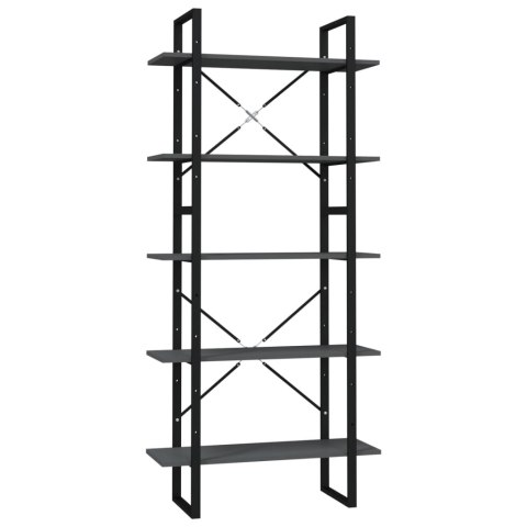 5-POZIOMOWY REGAŁ NA KSIĄŻKI SZARY 80X30X175CM